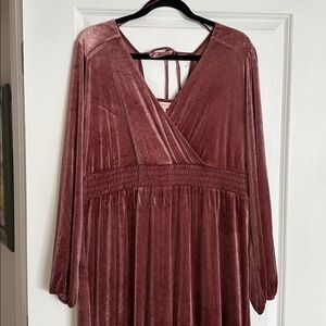 Knox Rose Dusty Rose Velvet Wrap Long-Sleeve Dress